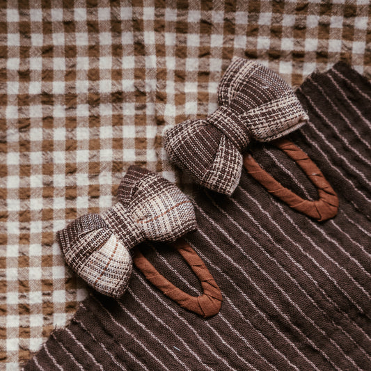 bow scarf clips - plaid